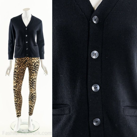 MINIMALIST Black Cardigan,Vintage Knit Cardigan,Sweater Jacket,Structured Knit J - Picture 8 of 8